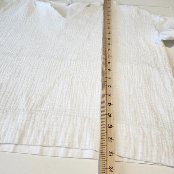 La Miel Women's Relaxed Fit Gauze Tee White V Neck 100% Cotton One size - Picture 8 of 9